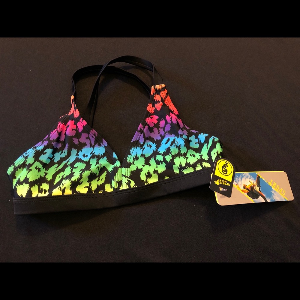 NWT Med 7/8 Girls Swim Bikini Top
